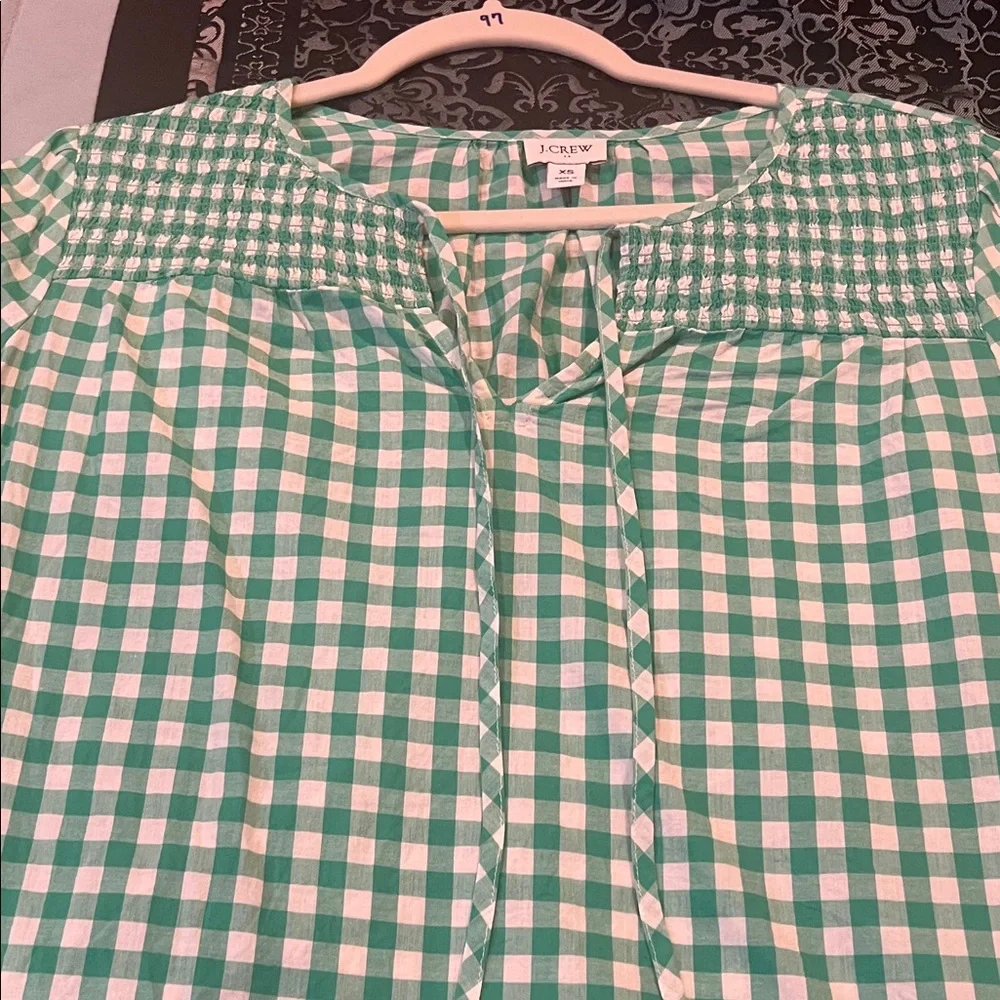 J. Crew Mint Checkered Top